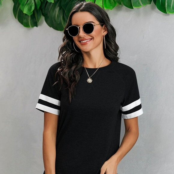 New Crew Neck Short Sleeve Casual Top - Picture 1 of 2